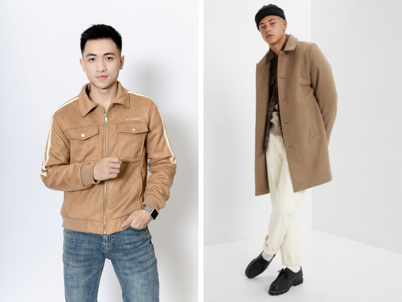 alt text: Một người đàn ông mặc áo khoác nâu