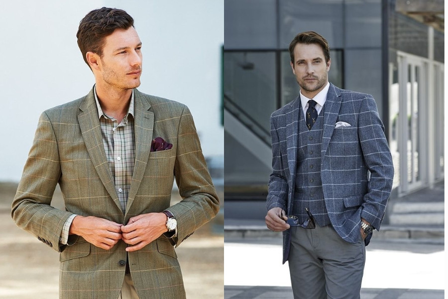 Áo khoác vải Tweed dành cho nam trung niên