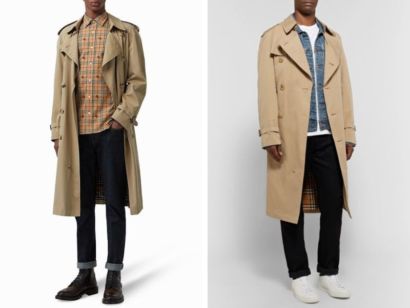 Áo măng tô nam dáng dài quá gối Burberry