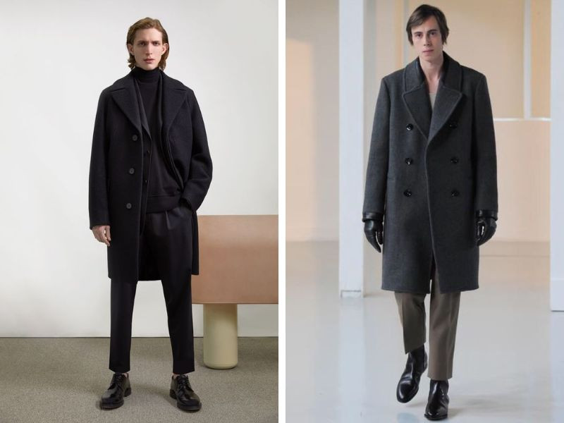 Áo măng tô nam dáng dài quá gối Lemaire