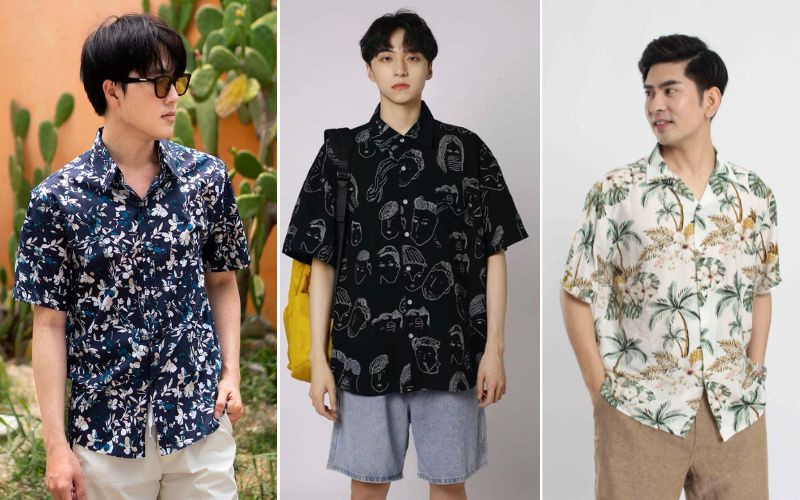 Áo sơ mi họa tiết cho dịp gặp bạn bè