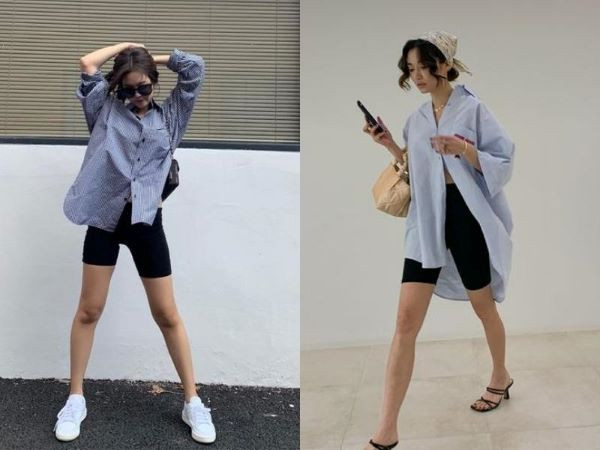 Áo sơ mi oversized và quần biker