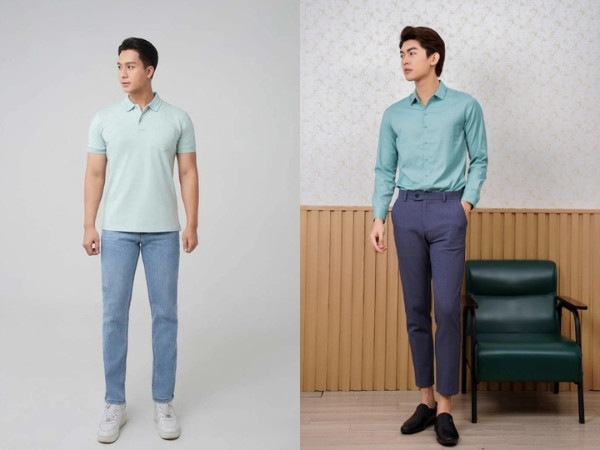 Bảng màu phối đồ nam xanh mint lịch lãm