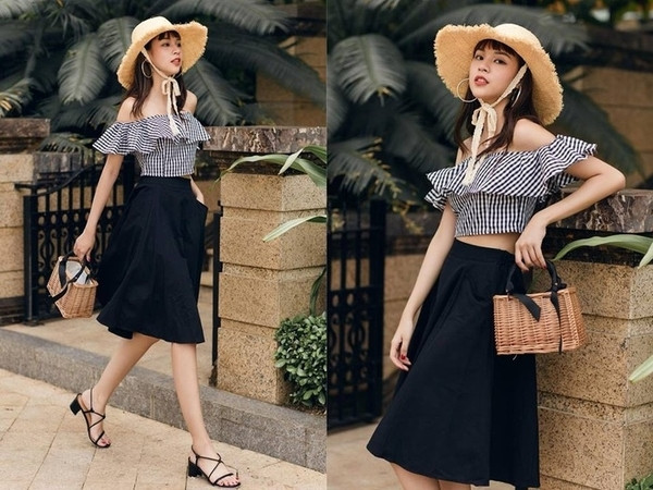 Cổ áo Bardot dễ phối đồ với quần jean và phụ kiện tạo nên một bộ outfit cá tính