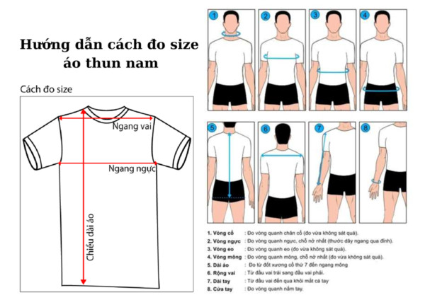 Hướng dẫn cách đo size áo thun nam