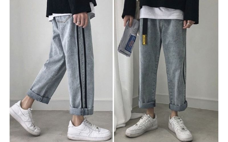 Jean sọc kẻ 3 màu ấn tượng