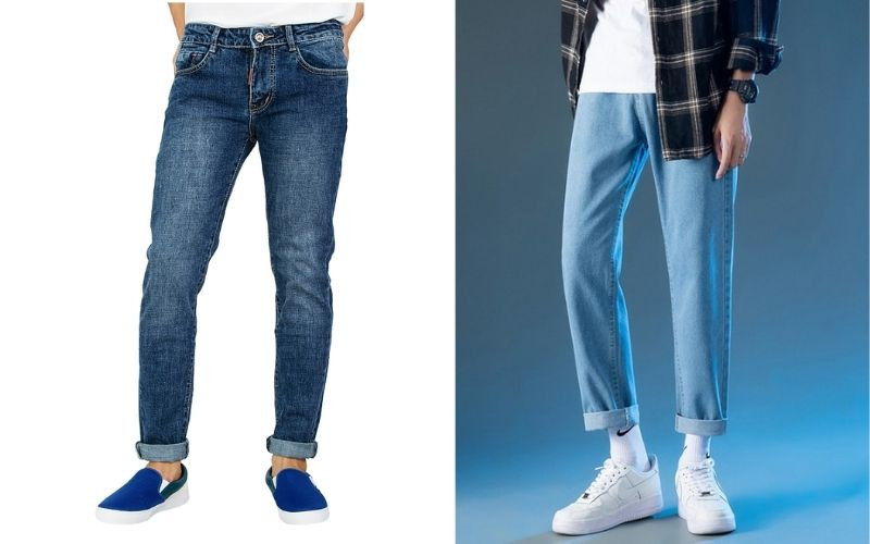 Mẫu quần jean trơn màu xanh đậm