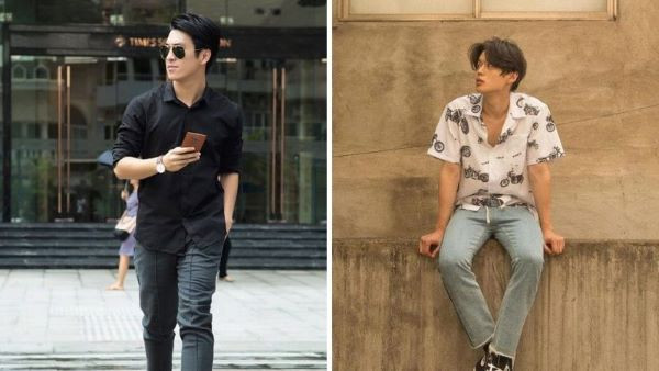 Phối áo sơ mi cộc tay nam với quần jeans