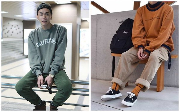 Phối áo sweater cùng quần kaki thời trang