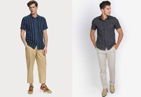Phối đồ với áo sơ mi cộc tay nam với quần kaki