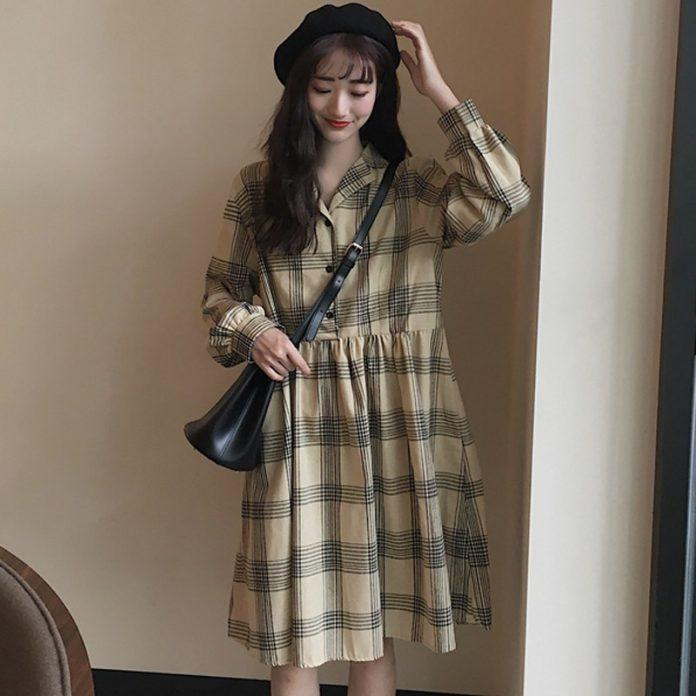 Váy babydoll sọc caro