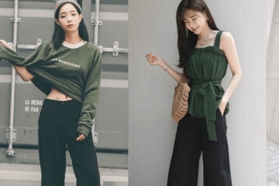 Phối quần xanh rêu