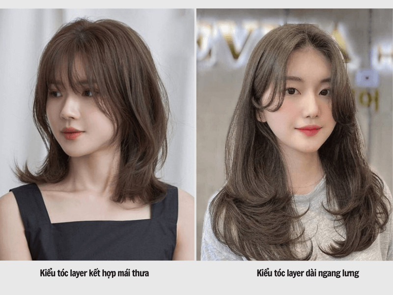 Tóc layer mái thưa - Tóc layer ngang lưng