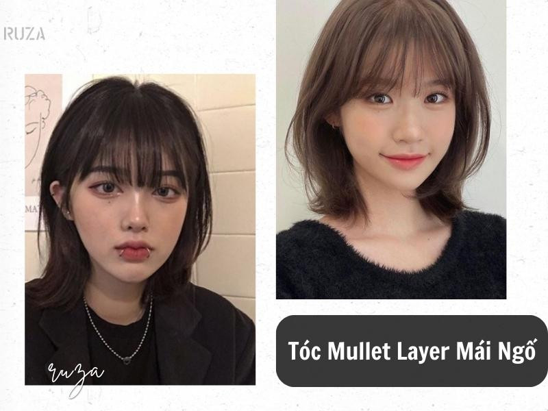 Tóc mullet layer kết hợp mái ngắn
