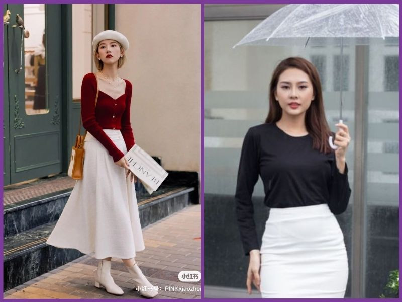 Bí kíp phối đồ với chân váy trắng dài đẹp cho bốn mùa thướt tha